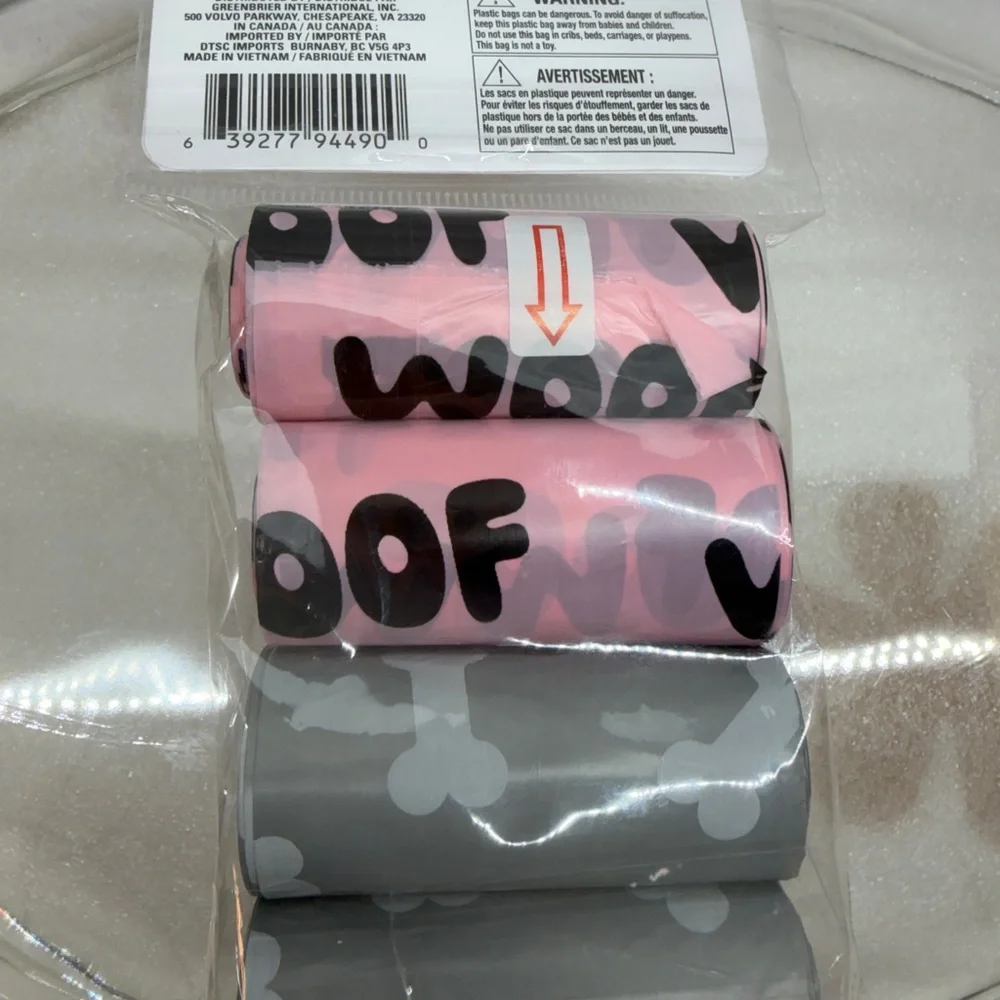 Greenbrier Kennel Club Pink and Gray Dog Waste Bags